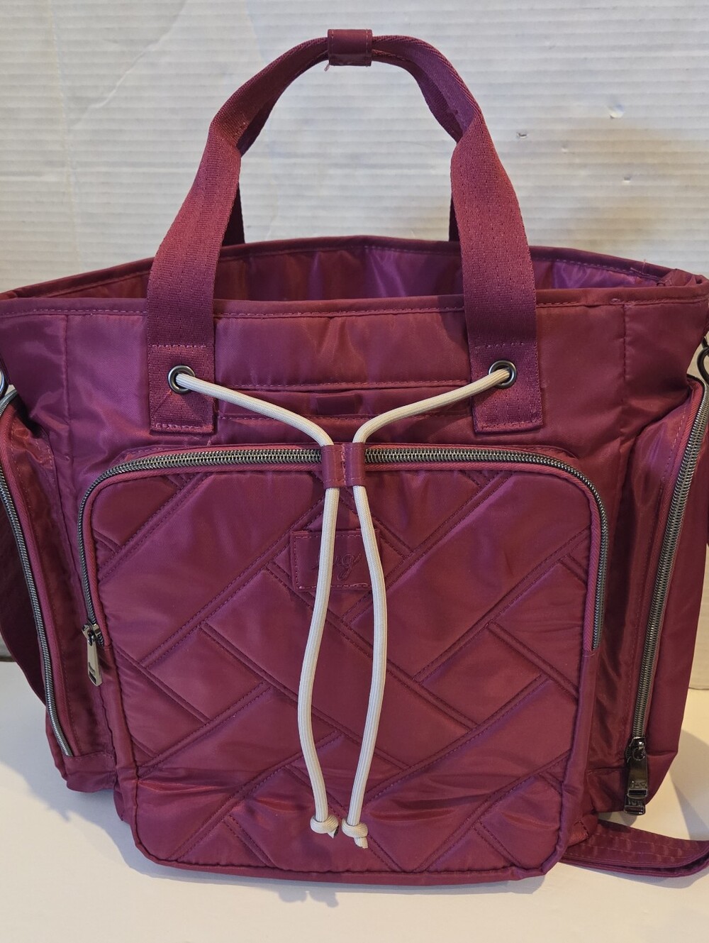 Lug Bustle Convertible Tote Bag New No Tags Travel Multi Pockets Raspberry QVC